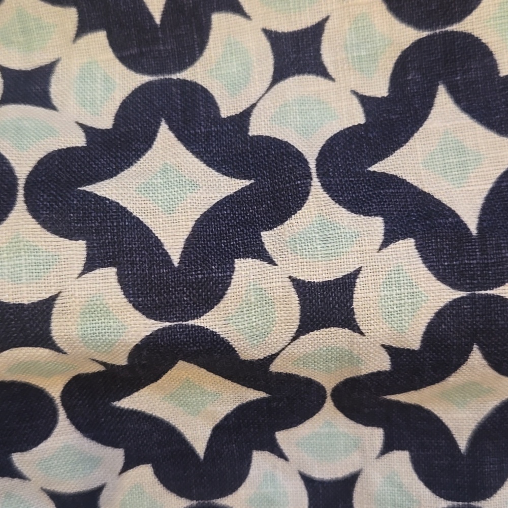 Boden Blue/White Geometric Design Print Linen Tank Blouse - Picture 4 of 10